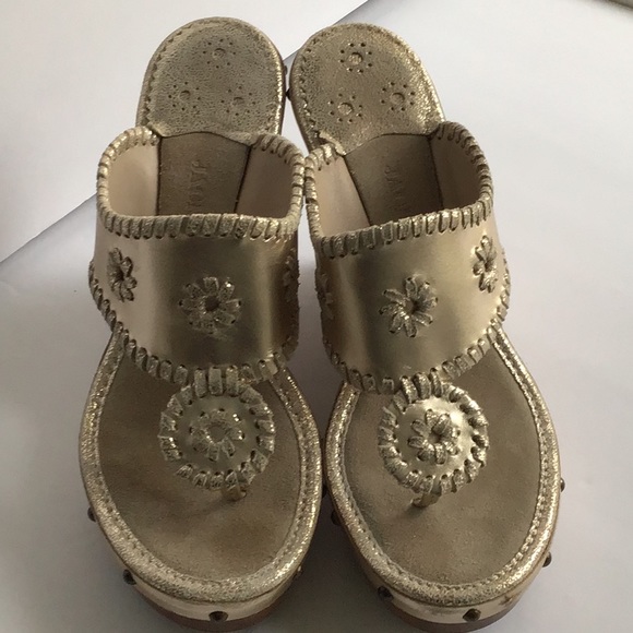 Jack Rogers Gold Platinum Wedge size 6.5 Marbella - Picture 7 of 16